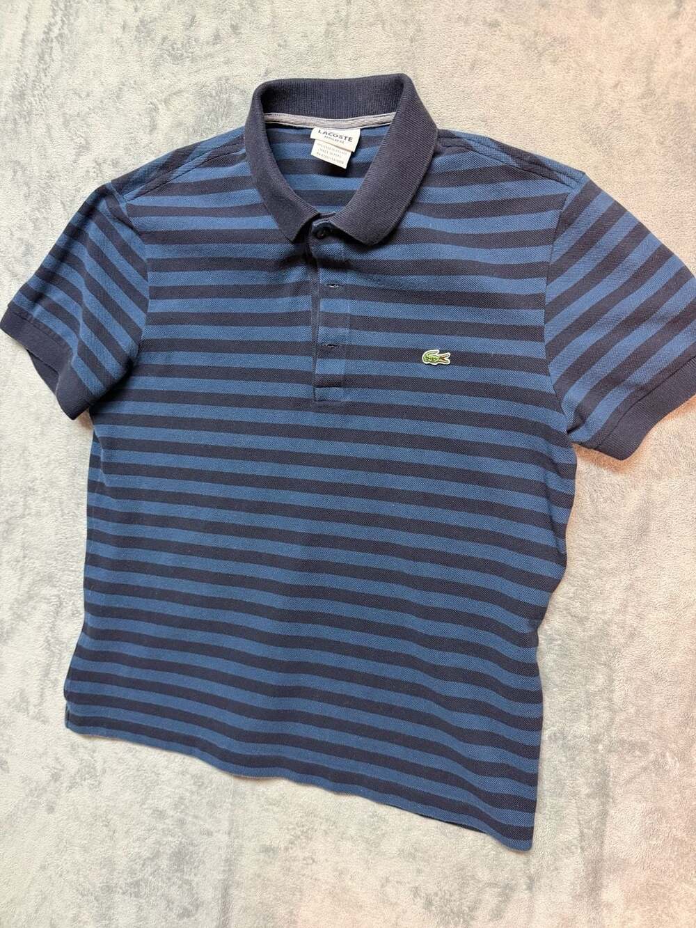 Men’s medium Lacoste Regular Fit Striped Short Sleeve Polo Shirt size 4